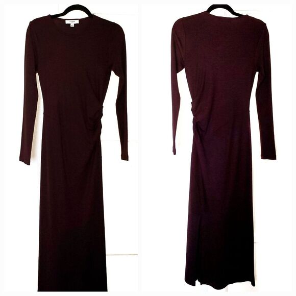 REISS Sloane Wool Long Sleeve Knit Maxi Dress Brown Small - Picture 2 of 14